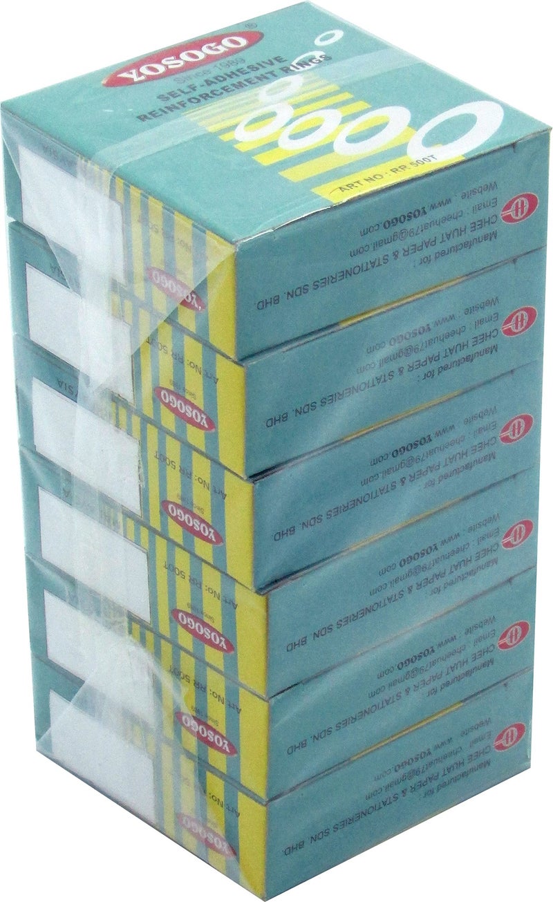 YOSOGO Self-Adhesive Reinforcement Rings (6 Boxes x 400 Pack) | Transparent Tear-Resistant Hole Protectors for Binders, Notebooks & Files | Eco-Friendly, Durable, & Easy-to-Use - Image 3